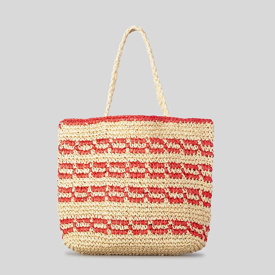 

Fashion Striped Straw Tote Bag Casual Paper Woven Women Shoulder Bags Large Capacity Summer Beach Bag Big Bali Shopper Purses