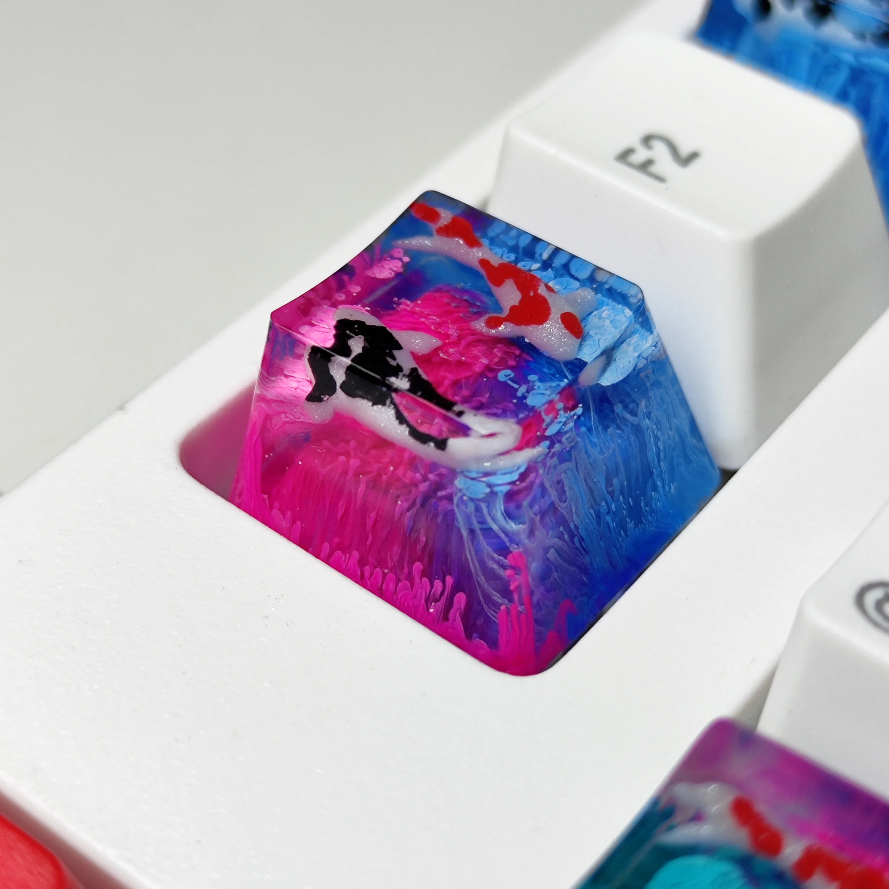 Handmade Keycaps para Cherry mx Switch Gamer Cenário Personalizado Koi Resina Keycaps 1u Teclado Retroiluminado Mecânica Rgb Substituir - Imagem 3