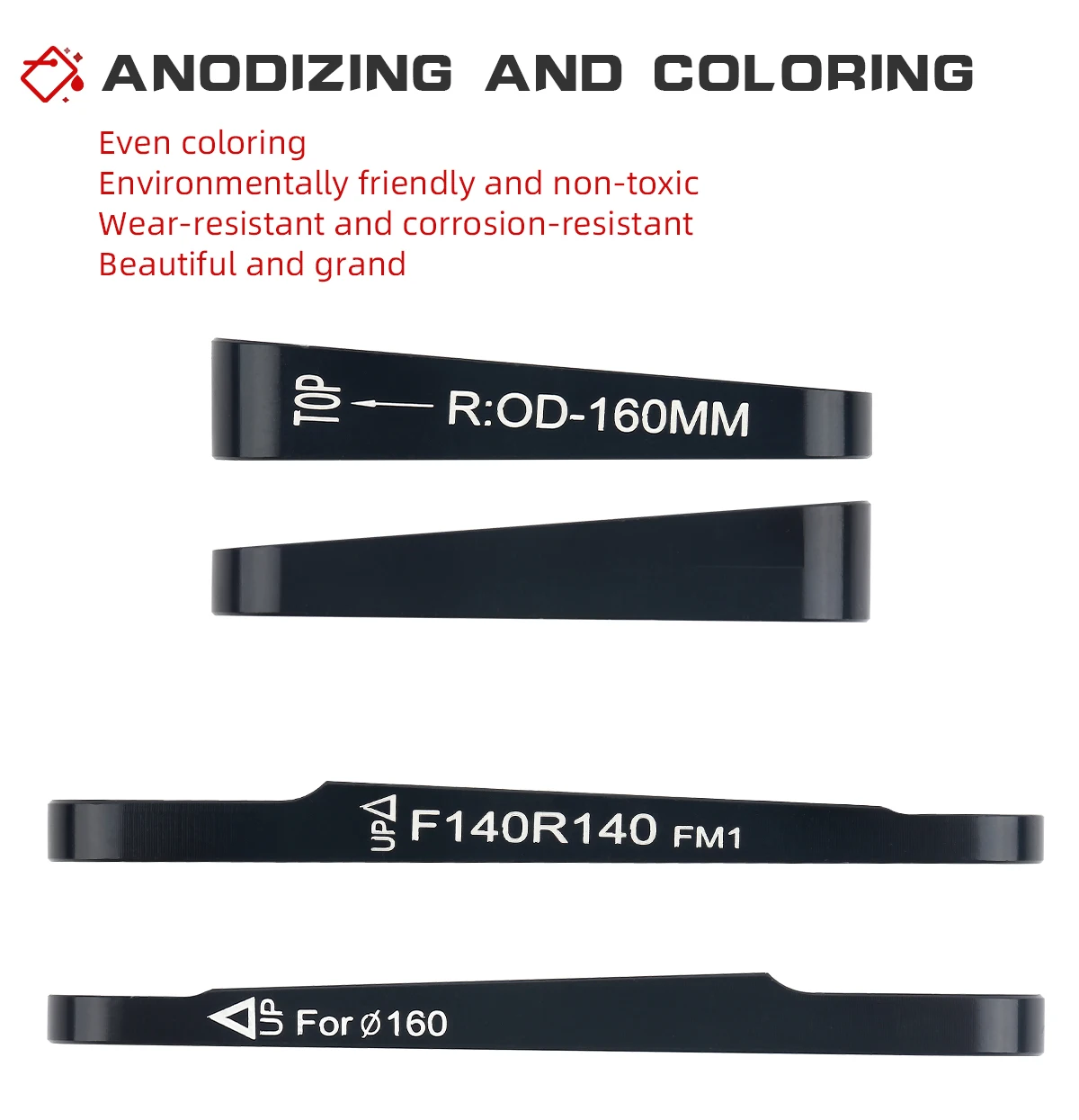 Rennrad-Scheibenbremsen-Adapter, flache Montage, PM-Adapter vorne, 140 160 mm, hinten 160 mm, Scheibenbremsscheiben-Adapter mit Schrauben, Fahrradteil – Detail 3