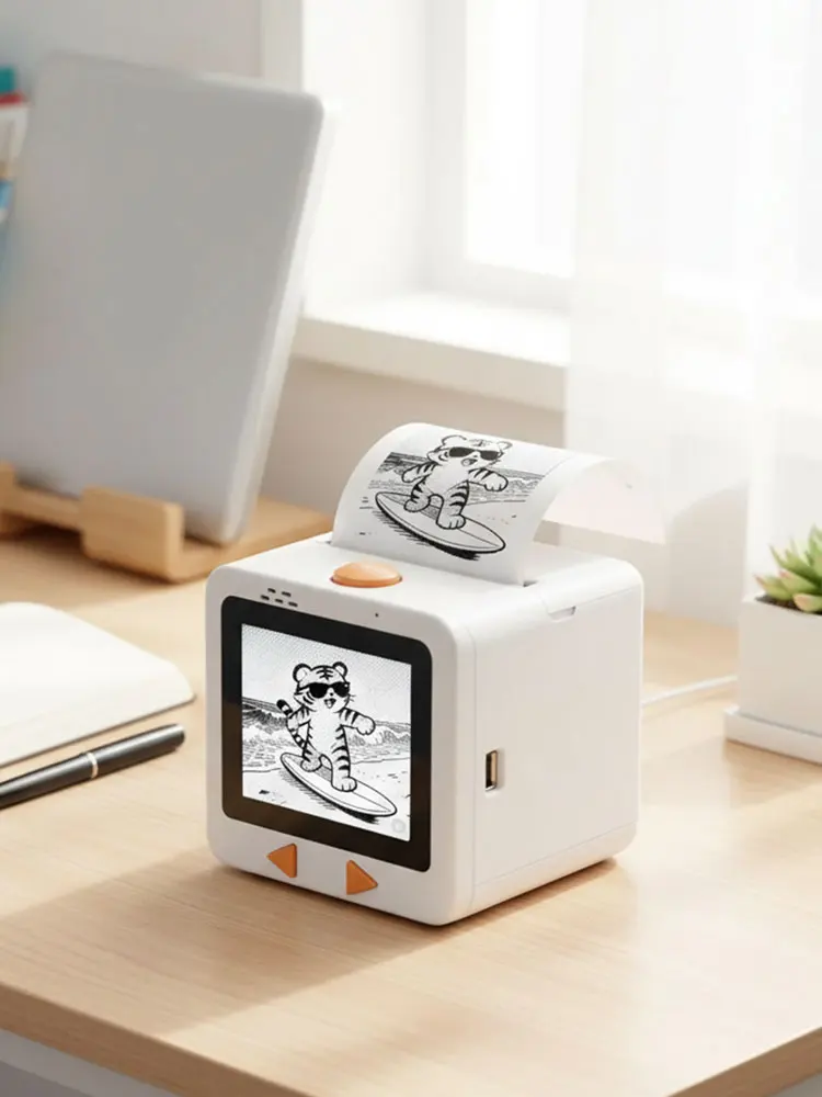스마트 AI 음성 스티커 프린터 박스(디스플레이 포함) 미니 감열 라벨 프린터(가정, 사무실, 학습 및 DIY 프로젝트용)