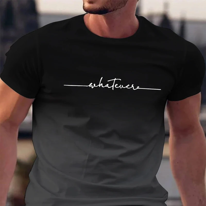 Summer Men's Clothing Whatever Print Short Sleeve Men