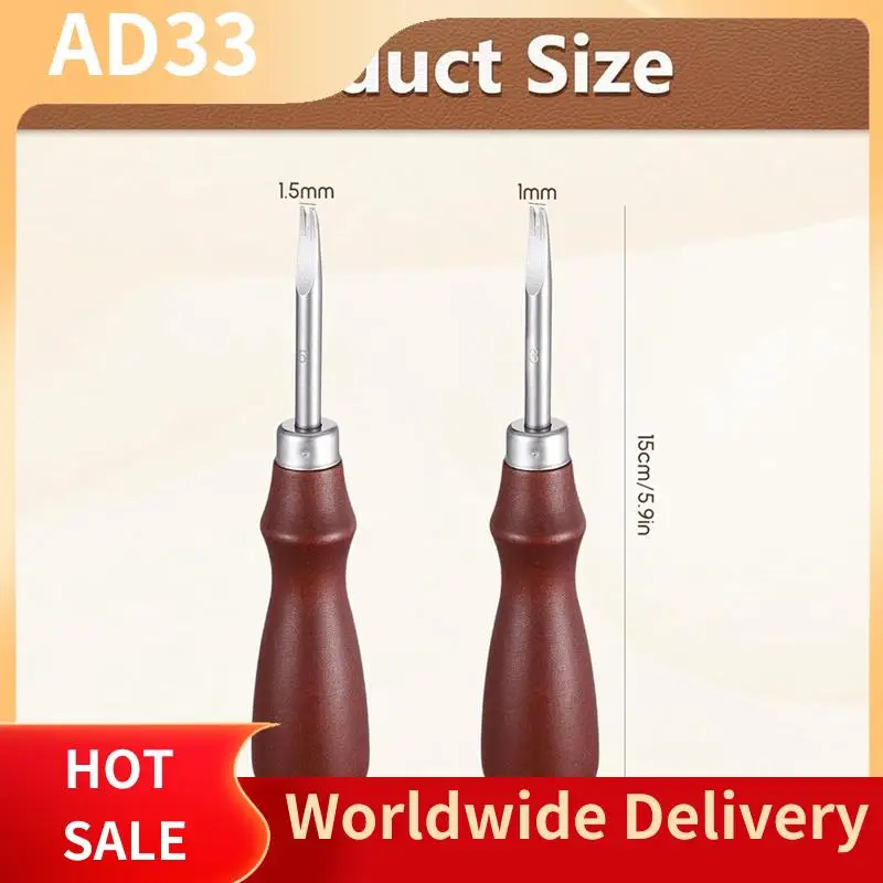 【A28I DIY 가죽공예 도구- 가죽 가장자리 스키빙 베벨러 세트(2개), 1.0mm 및 1.5mm 크기 포함】