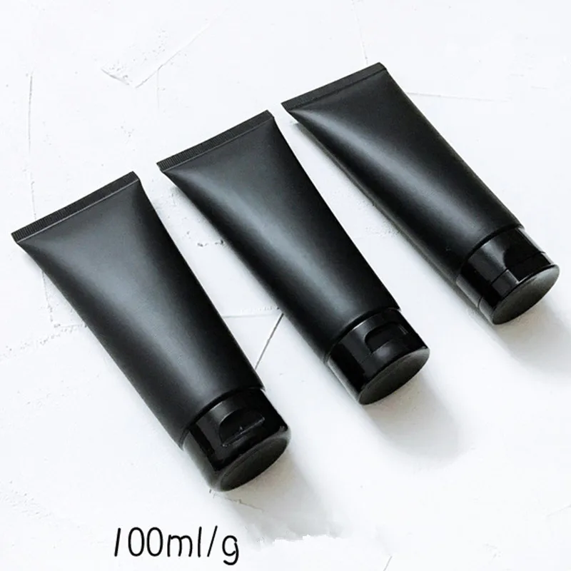 

10pcs/lot Matte Black 100ml Squeeze Bottle 100g Empty Cosmetic Container Body Lotion Cream Packaging Frosted Plastic Soft Tubes