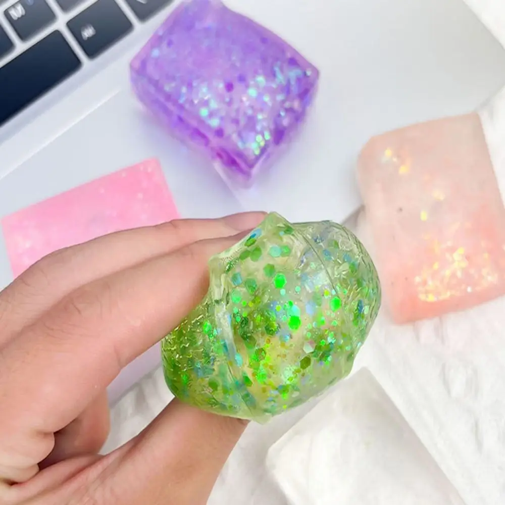 Creative Fidget Toy Mini Squishi Toys Mochi Ice Block Stress Ball Toy Kawaii Transparent Cube Stress Relief Squeeze Toy 5