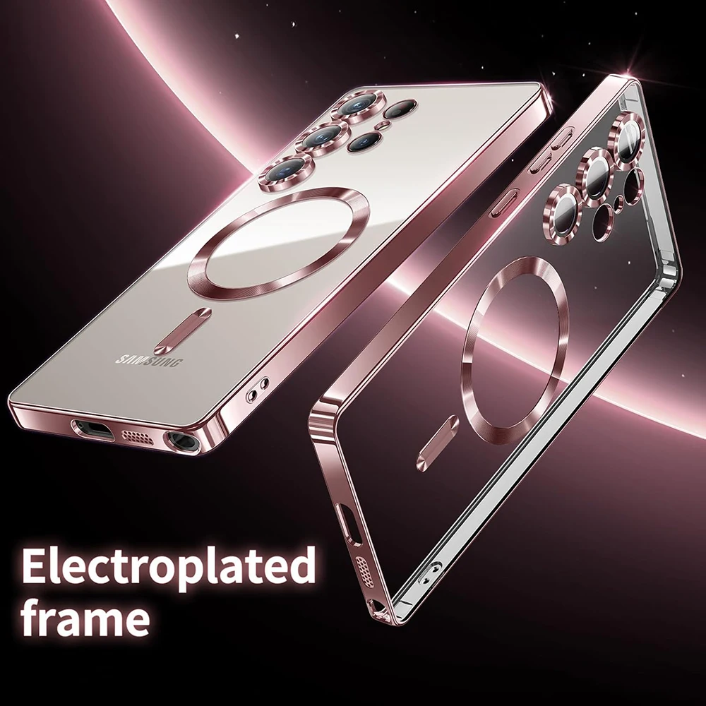Luxury Glitter Plating Clear Silicone Soft Case with Magnetic Feature