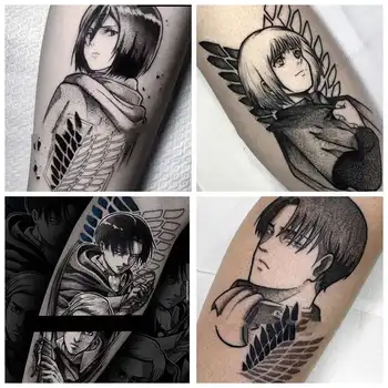 Anime Attack on Titan Personaggio principale Tatuaggi temporanei Trasferimento Tattoo Body Art Adesivi tatoo finti impermeabili per donna uomo