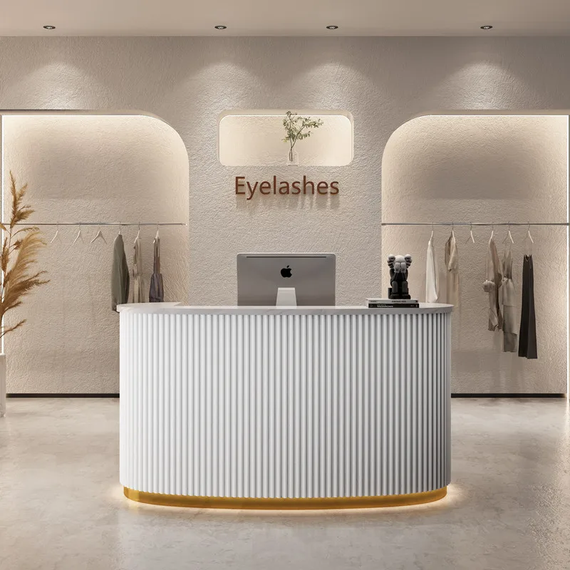

Bureaux Office Reception Desk Front White Modern Register Nail Desk Luxury Standing Bureaux Rezeption Desk Beauty Furniture