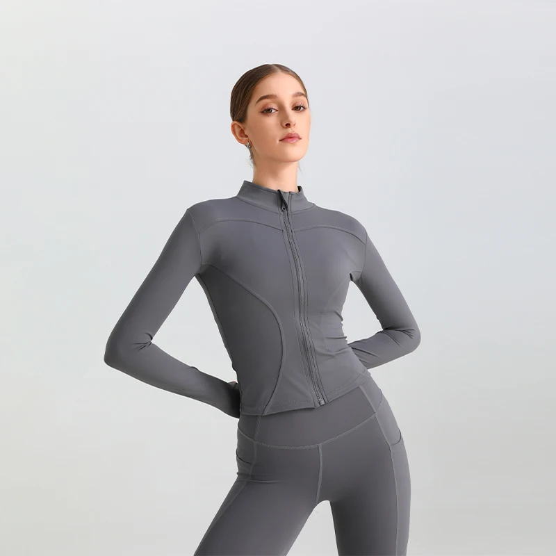 2025 New Fashion Fitness Sports Jacket Women Spring Summer Running Long Sleeve Waist Cinching Yoga Casual Ladies Versatile Tops