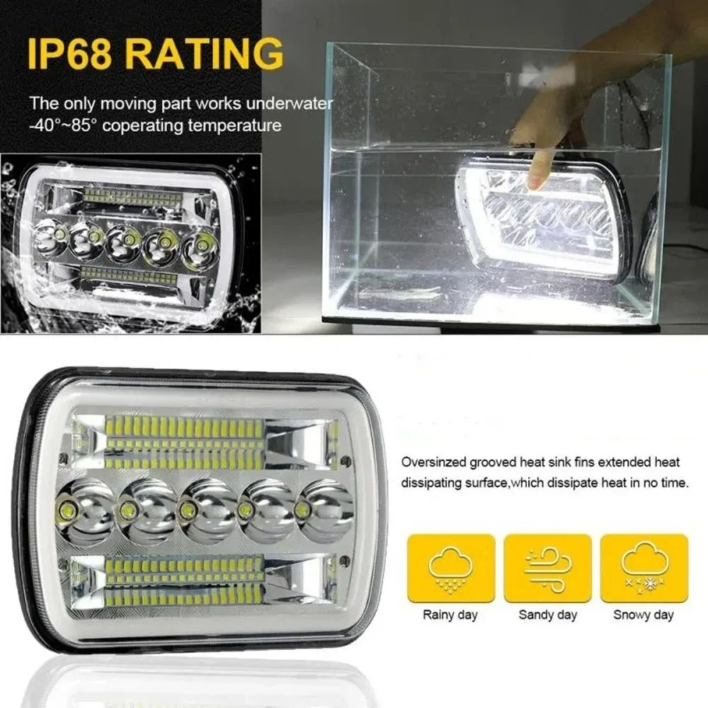 앰버 DRL LED 헤드라이트 6000K 화이트 사각 디자인 자동차 헤드램프 LED 기술 4 모델 헤드라이트 어셈블리