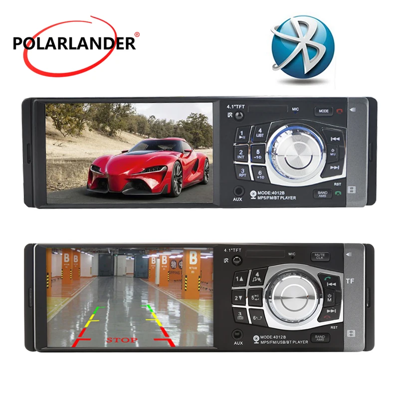 

Car MP5/MP4 Player 4.1inch 1DIN AUX Radio Input Stereo Bluetooth Hand-free FM/USB/TF Car Radio HD Rear View Function Car Stereo