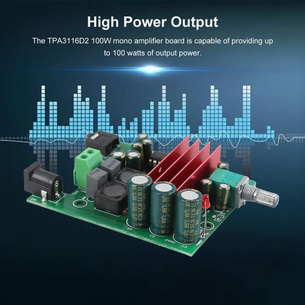 TPA3116D2 Subwoofer Digital Power Amplifier Board NE5532 OPAMP Digital Audio Amplifier Module DC 8-25V Low Distortion
