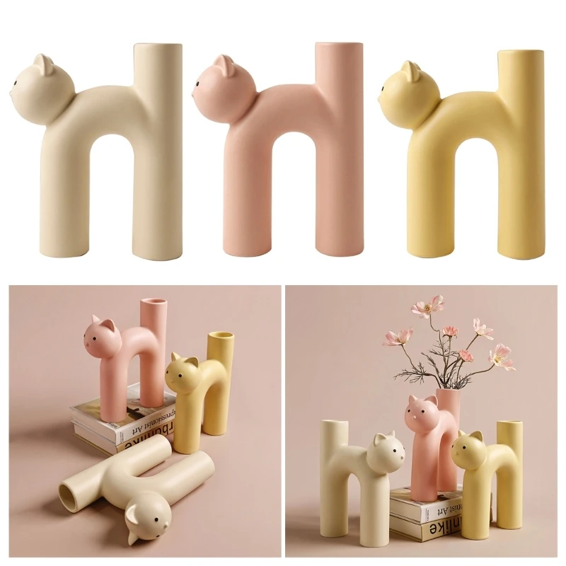 

H-shaped Tube Cat Flower Vase Decorative Flower Arrangement Organization Drop Shipping
