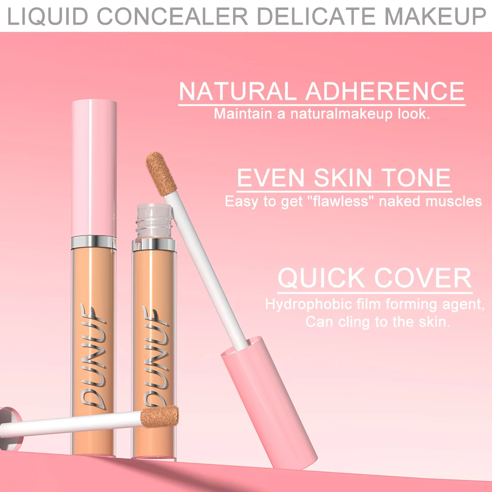 DUNUF Liquid Concealer Foundation Waterproof Cover Spot Acne Dark Circles Tinted Shades Concealer Even Skin Tone Face Makeup 3