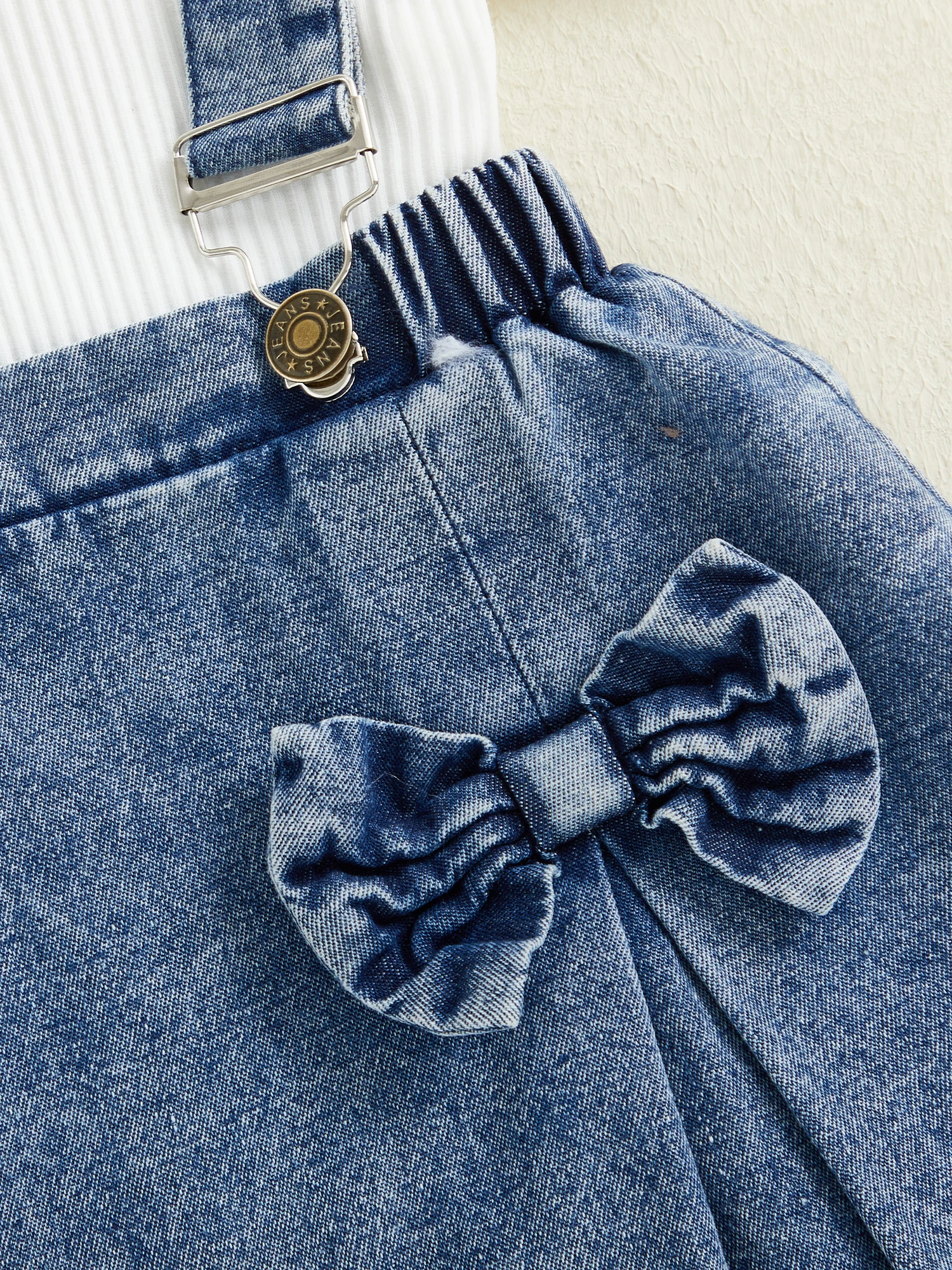 FOCUSNORM 0-18M Schöne Baby Mädchen Sommer Kleidung Sets Outfit Gerippte Kurzarm Strampler Denim Overall Rock Set – Detail 9