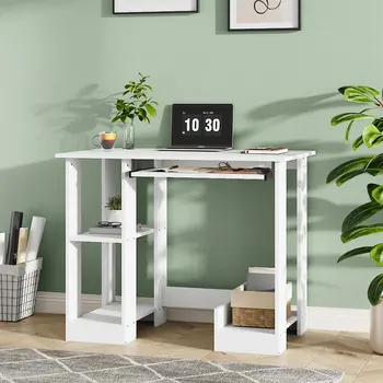 Home Office Computer Desk Desk with Monitor Stand, Home Office Portable Work Table, 90cm W x 55cm D x 72cm H