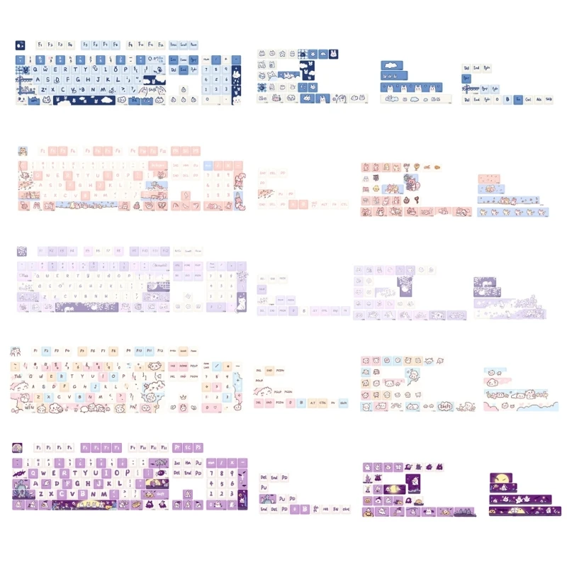 

PBT Keycaps Cartoon Animal MDA Height 151Pcs Full Set Five sided ThermalSublimation Keycap for Mechanical Keyboard C1FD
