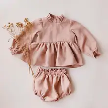 

Princess Baby Girls Clothes Sets Summer Spring Linen Cotton Girls Blouse + Bottom Shorts 0-2 Y Baby Girl Clothing Outfits