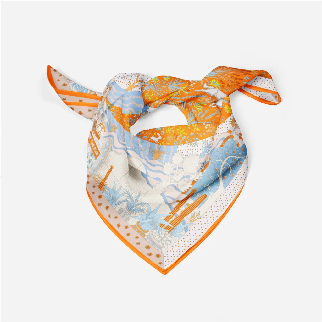 53cm Marke Dot Tiere Quadrat Schal Frau Neue Design Silk Schal Frauen Bandana Luxus Stirnband Hijab Foulard Halstuch – Detail 11
