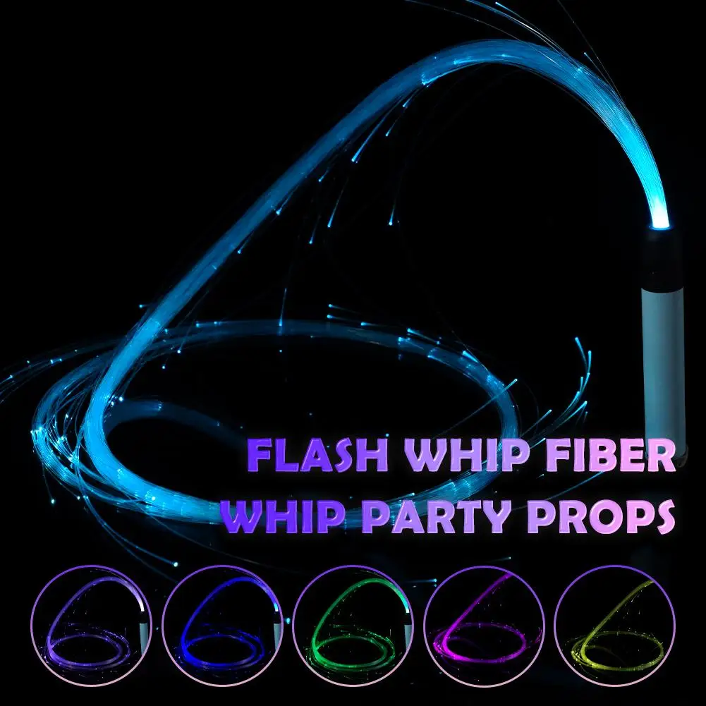 360&deg; LED Fiber Optic Lamp Whip Swivel Super Bright Optical Hand Rope Light-up Pixel for Party Dance Show
