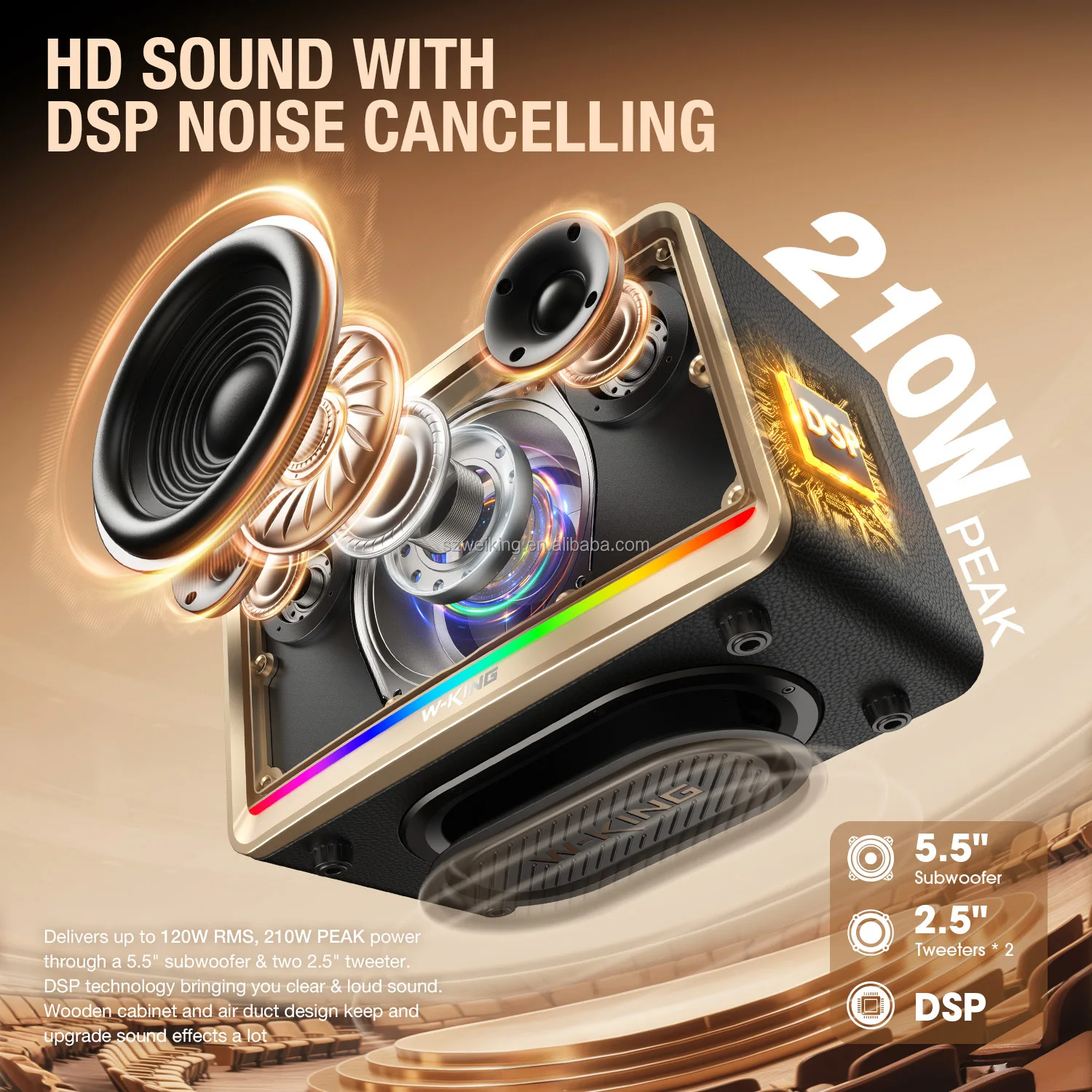 WKing H330 New Product Bluetooth Speaker 120W Portable Speaker Loudspeaker with Subwoofer Trending Product Speaker Box for Music