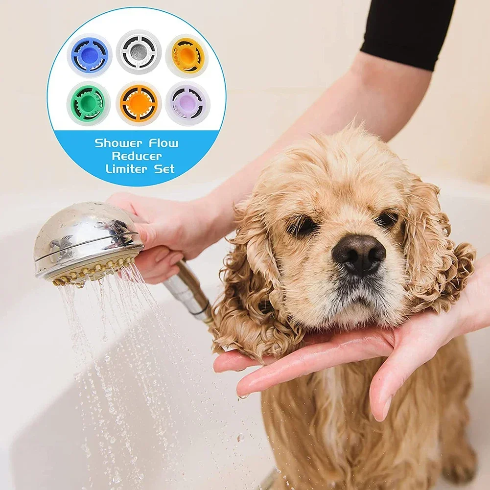 Shower Flow Reducer Shower Head Flow Control Valve Set Water Saver Device 6 Different Hose Restrictor Bathroom Accessories