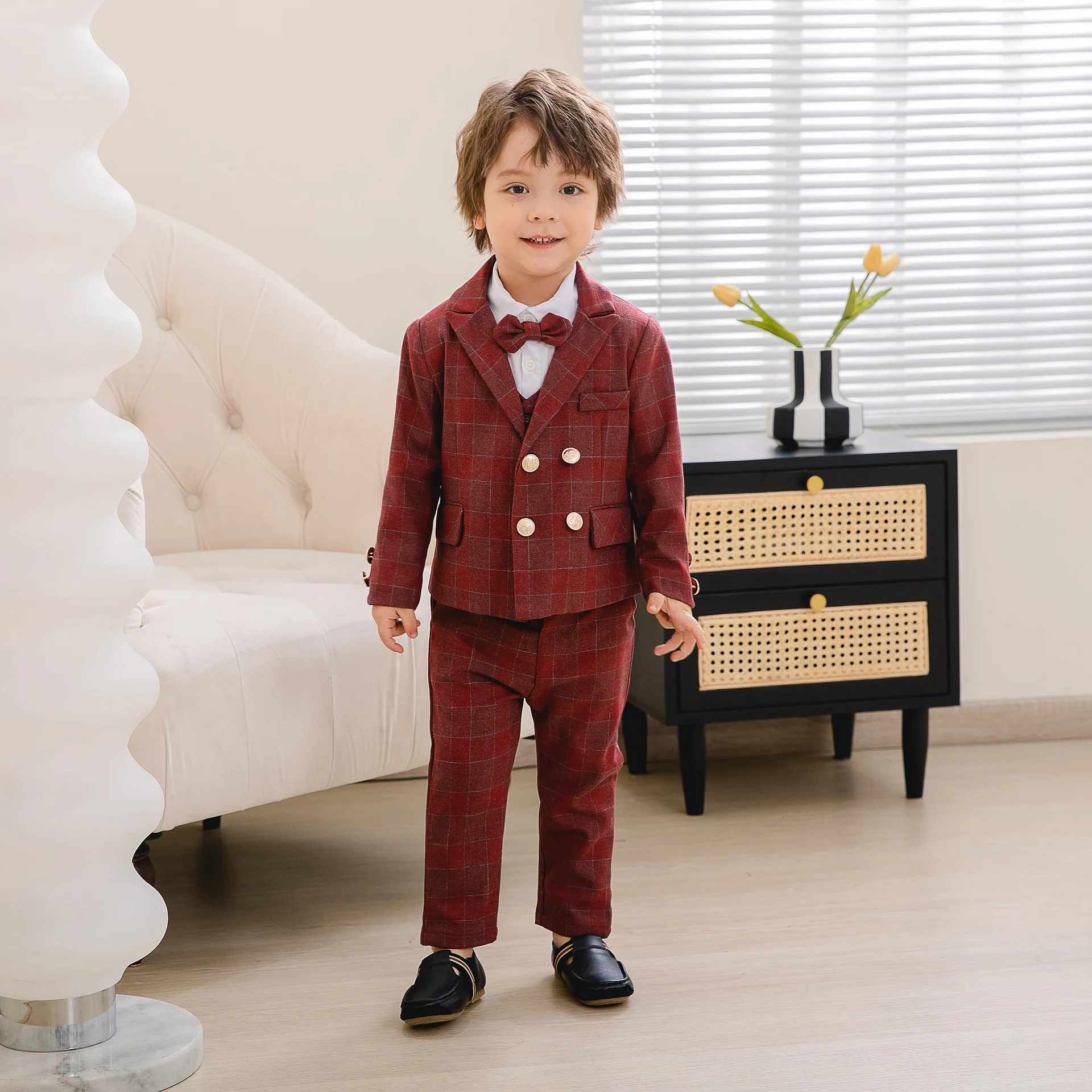 Buy THE DUBAI STUDIO Baby Boy's Sky-Blue Cotton Party Suits with Jacket+  Vest+ Pant+ Bow-tie (Set of 4) at Amazon.in