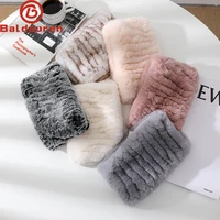 2025 Women Real Rex Rabbit Fur Scarf Rex Rabbit Fur Headbands Knitted Natural Rabbit Fur Ring Scarves Factory Wholesale Retail