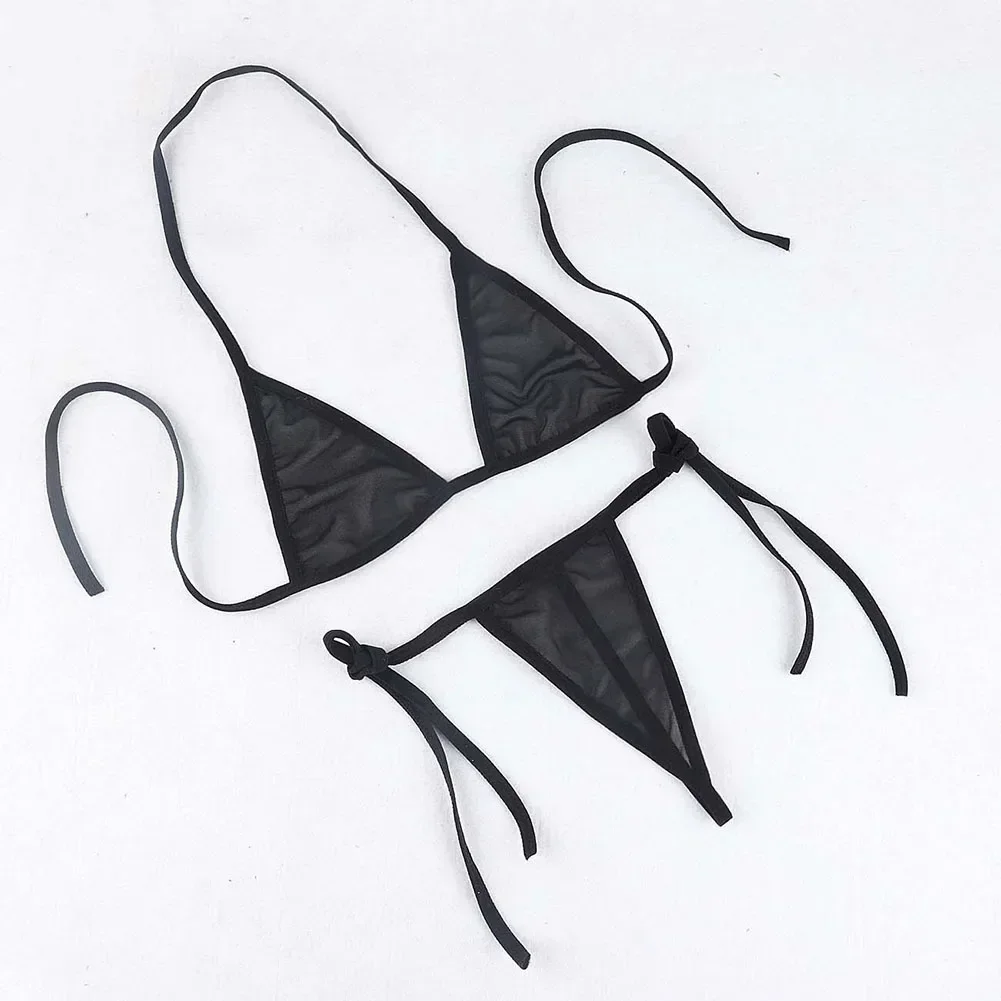 Womens Sexy Lingerie Bikini Swimwear 2 Piece Bra With Tie Side Thong Beachwear Swimsuit Microbikini Bathing Suit - Image 2
