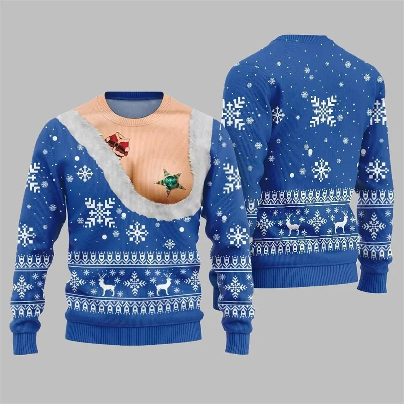 Gedruckt Sexy Figur Lustige Hässliche Weihnachten Pullover Männer Humor Tier Muster Pullover Pullover Weihnachten Festival Kleidung Sweatshirt – Detail 7