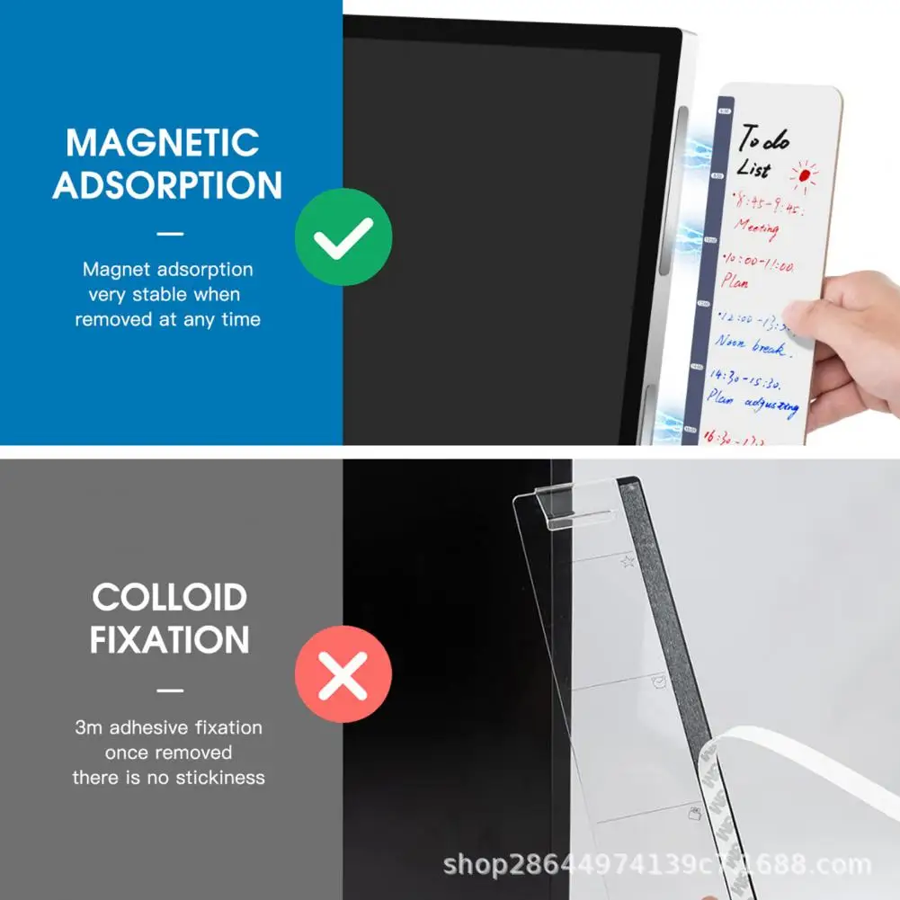 Computer Monitor Memo Pad Magnetic Monitor Memo Whiteboard with Self-adhesive Metal Strips 2 Pack Desk Accessories for Computer