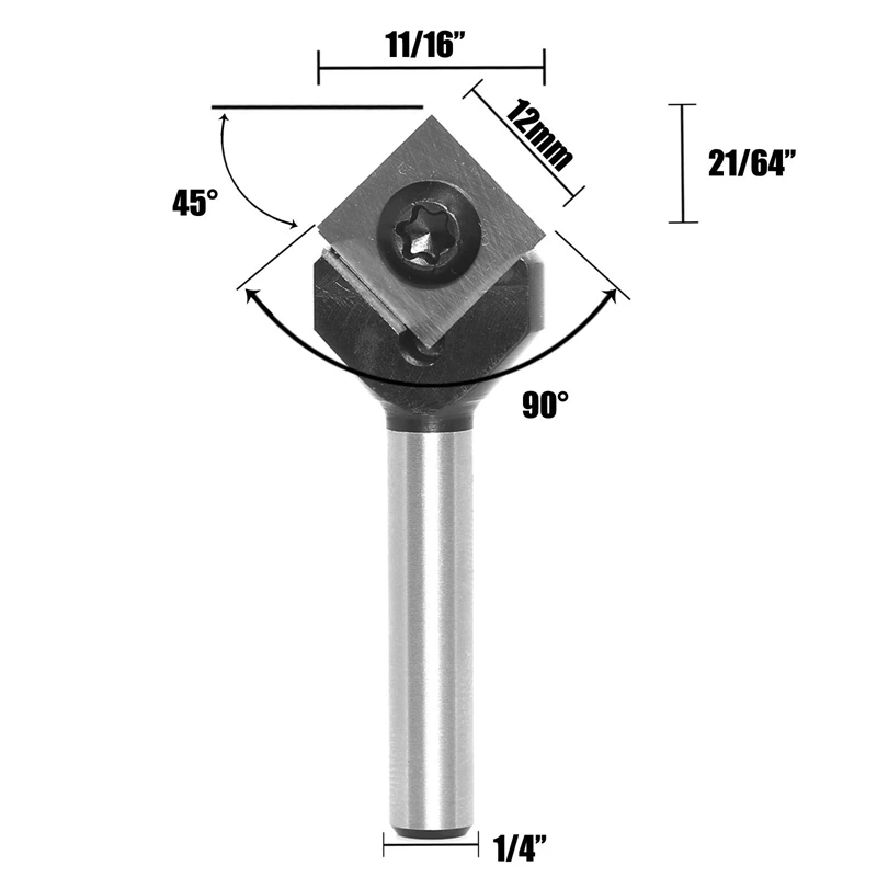1/4Inch Shanks Carbide Spoiler V-Flute 90&deg; Single Flute Ruter Drill Bit End Mill Woodworking Milling Cuttters Easy To Use
