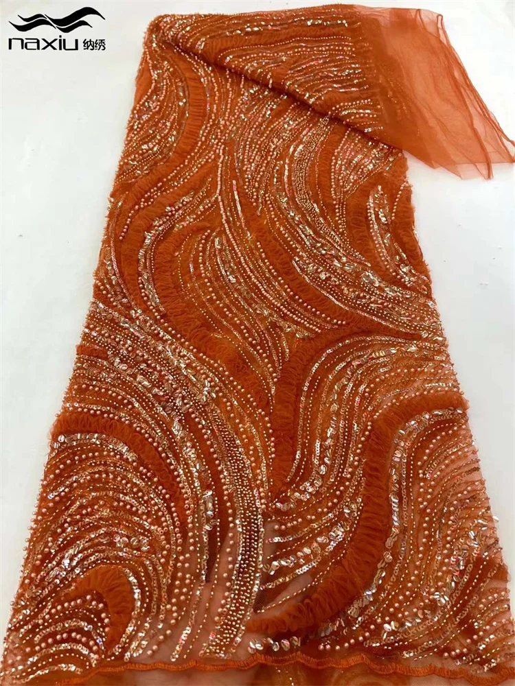 

Madison-African Sequins Lace Fabric, Mesh Lace, Luxury Beads, Embroidered Tulle, Sewing Accessories, High Quality, 2023
