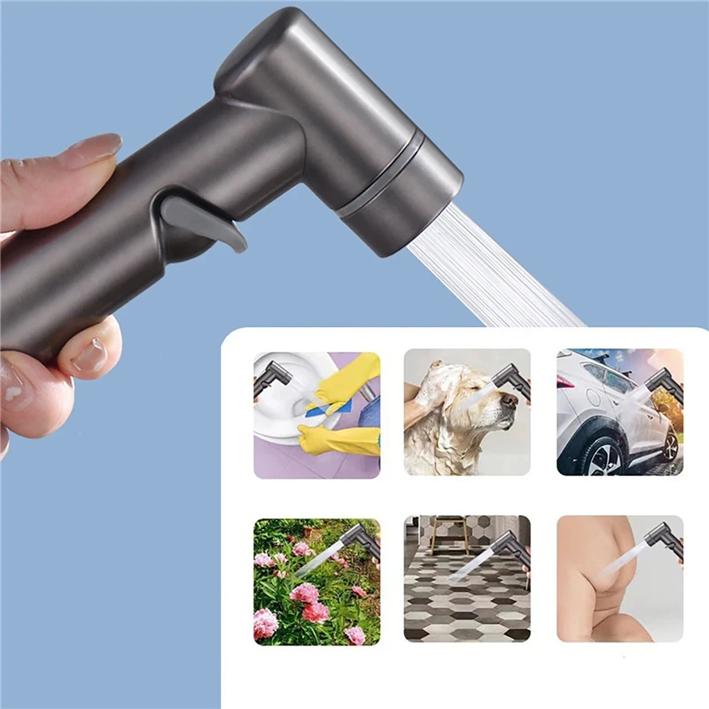 Bathroom Handheld Toilet Bidet Faucet Sprayer Hand Bidet Set Toilet Self Cleaning Shower Head One In Two Out Angle Valve Faucet