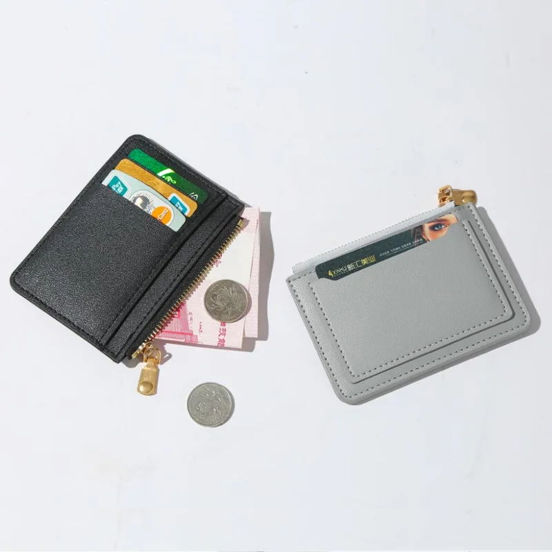 1PC Ultra-Thin Women Men Credit ID Card Holder PU Leather Zipper