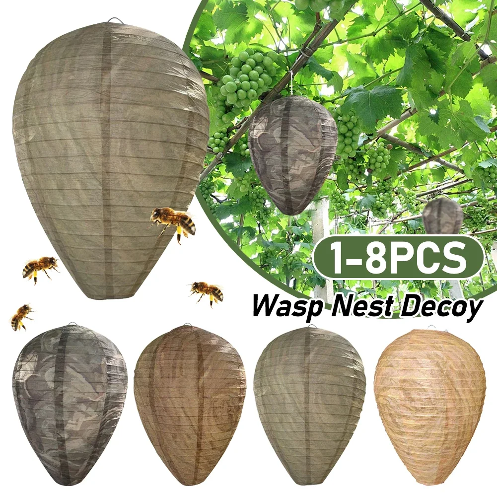 Hanging Waterproof Wasp Nest Decoy Paper Non-Effective Fake Nest Bee Decoy Deterrent for Garden Orchard Patio Outdoor