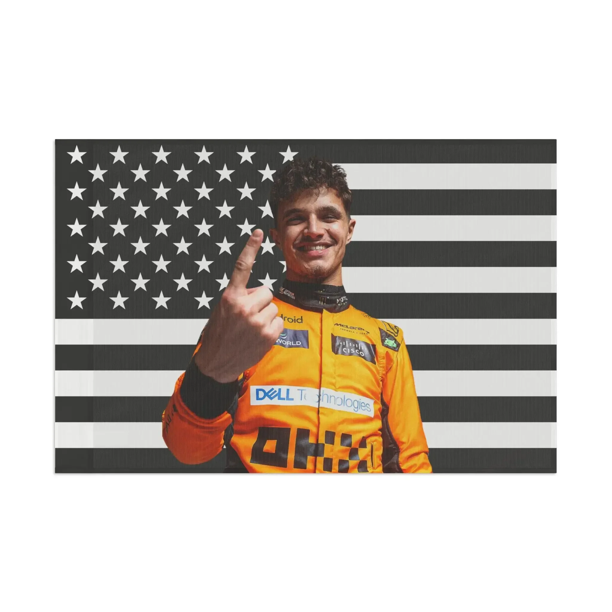 Lando Norris American Flag Racing Tapestry - Decorative Outdoor Home Banner