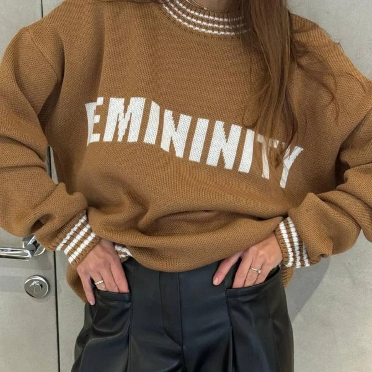 

Spring and Autumn New Knitted Sweater Knitted Shirt Crewneck Pullover Top for Women Ropa Mujer Juvenil Sweaters POLYESTER