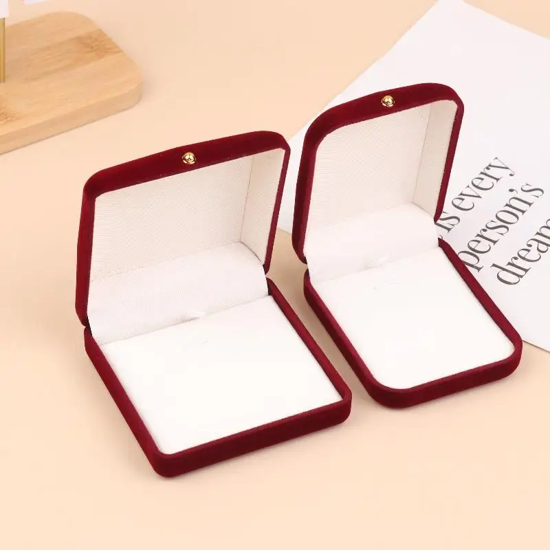 ●1PCS Flocking Gold Buckle Jewelry Box Pendant Ring Necklace Earring Bracelet Display Storage Box Luxury Feelings Packaging Box