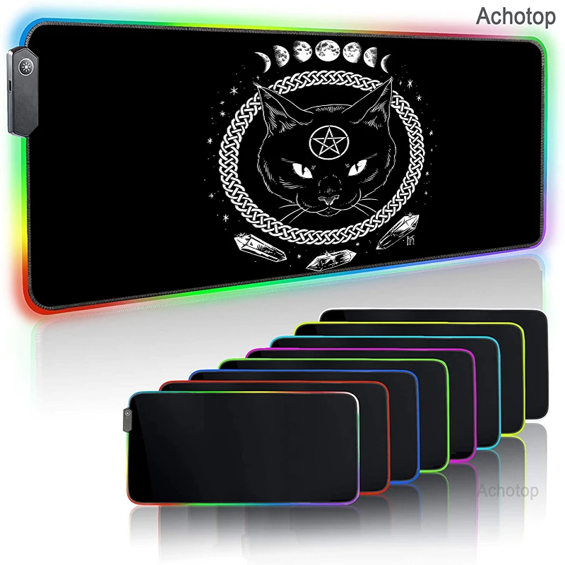 

Witches Moon Tarot RGB Mouse Pad Anime Large PC Gamer Keyboard Desk Mat Game Accessories Carpet Kawaii Computer Laptop Mousepad