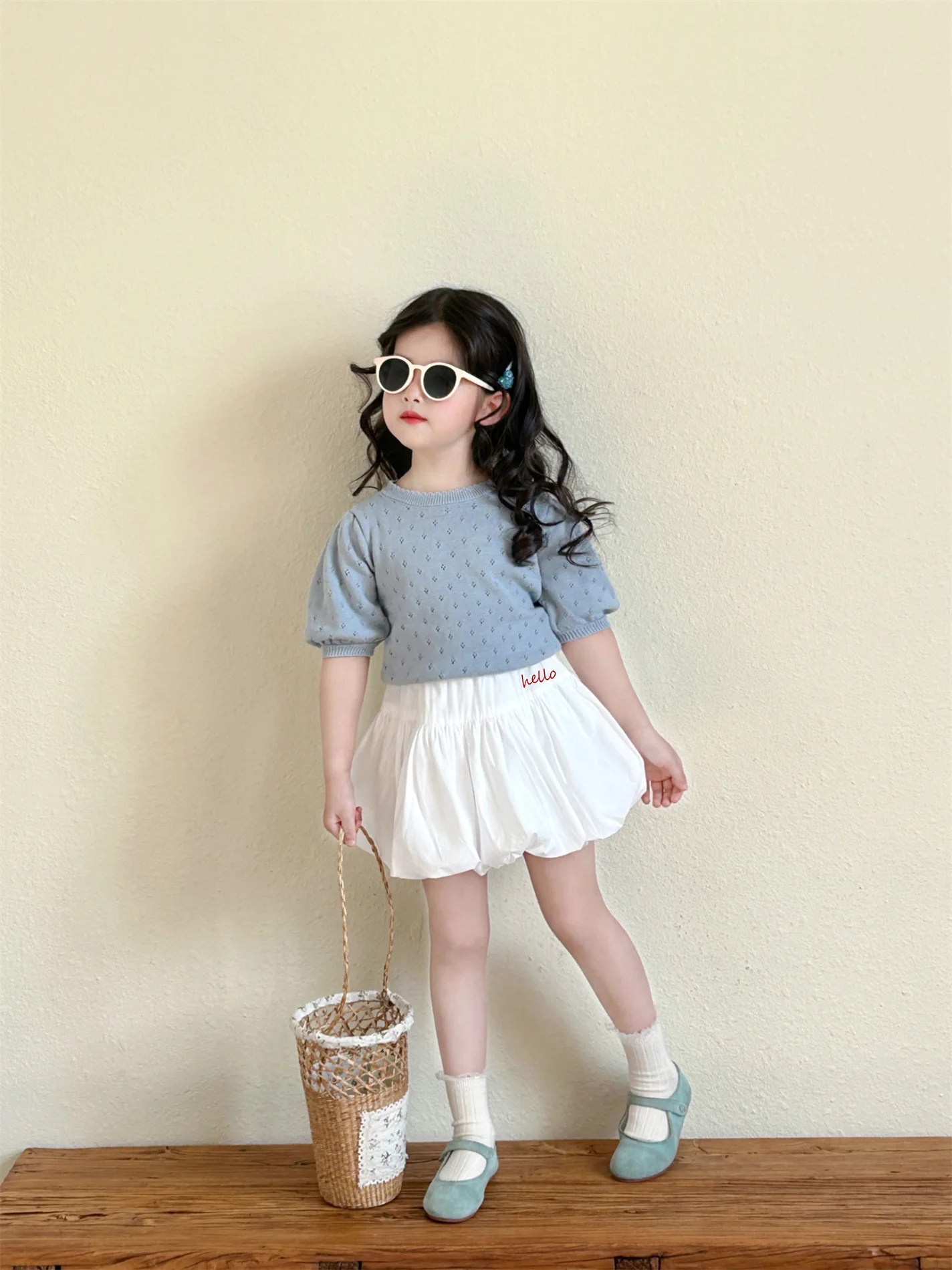 Baby Girls Skirts 2025 Spring New White Pod Skirt Korean Style Fashion Latter Embroidery Kids Girls Wear Culottes