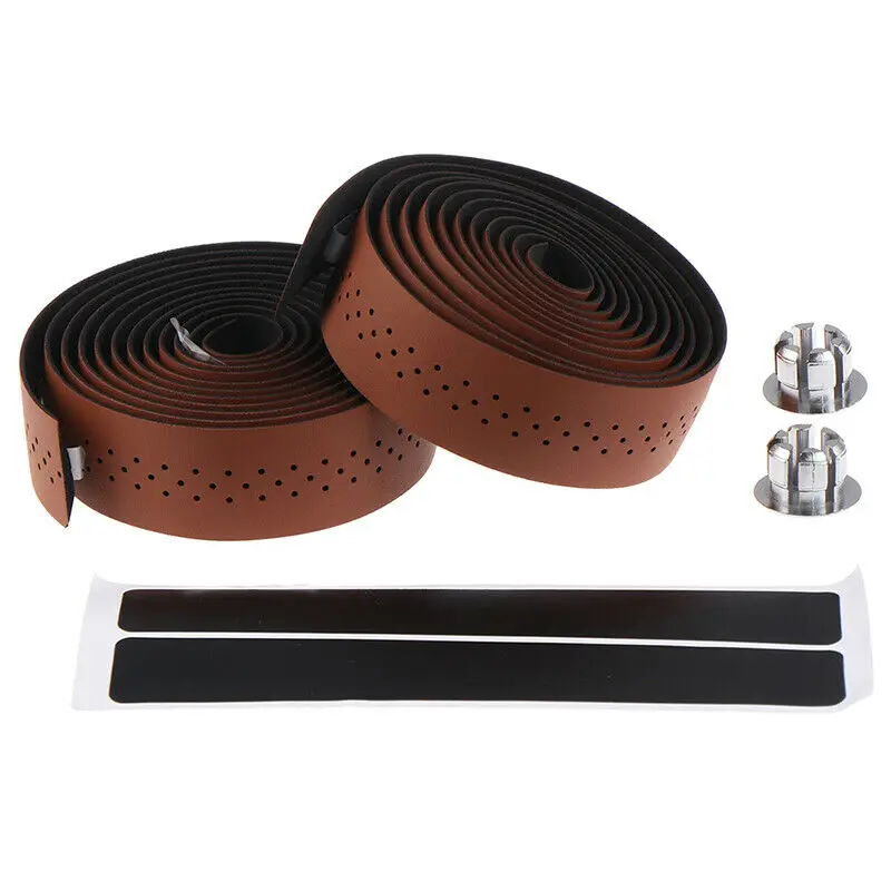 2 Roll Soft Bicycle Handlebar Tape EVA PU Leather Bar Tape Perforated Belt Breathable MTB Fixed Gear Belt Cycling Accessories
