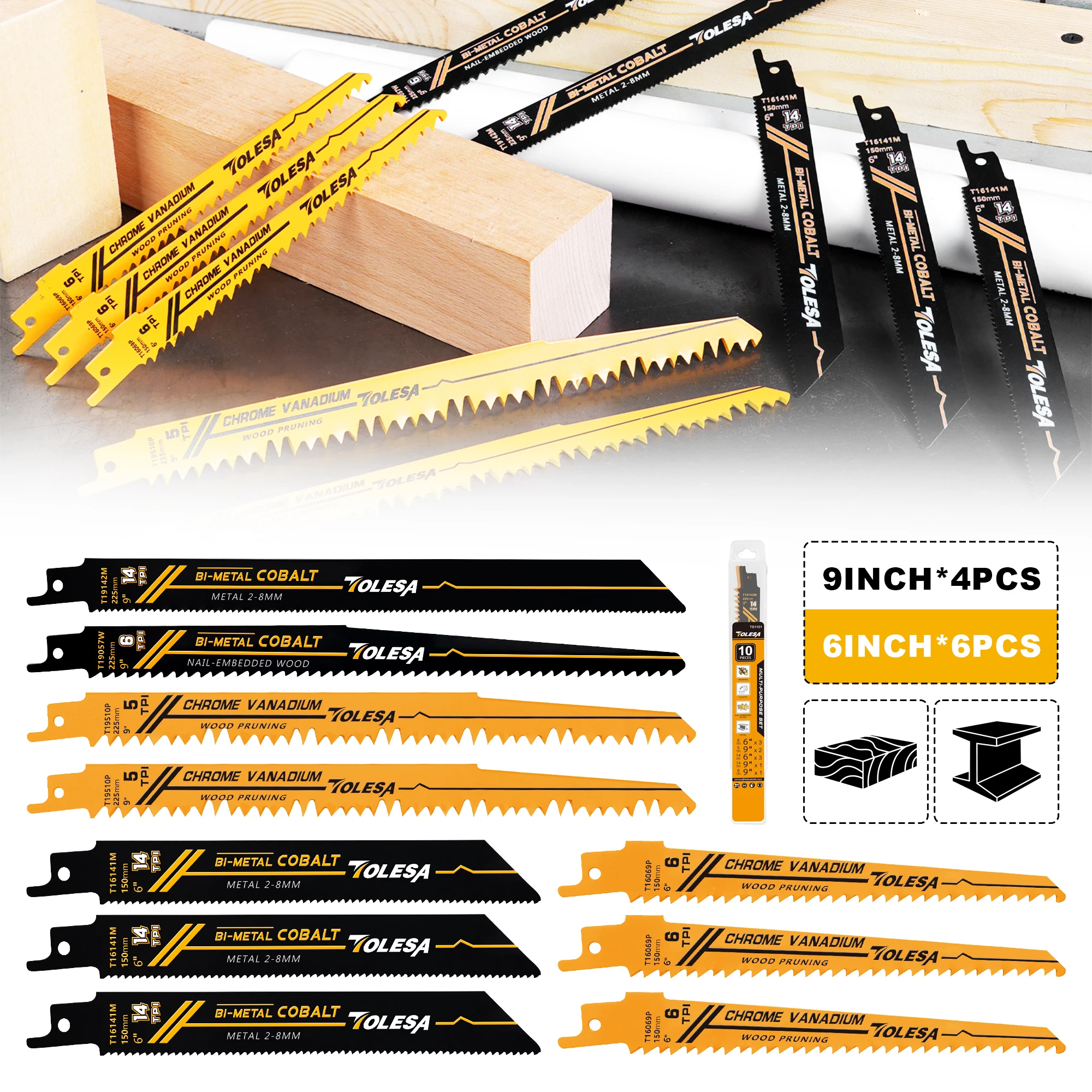 TOLESA Reciprocating Saw Blades Set 1
