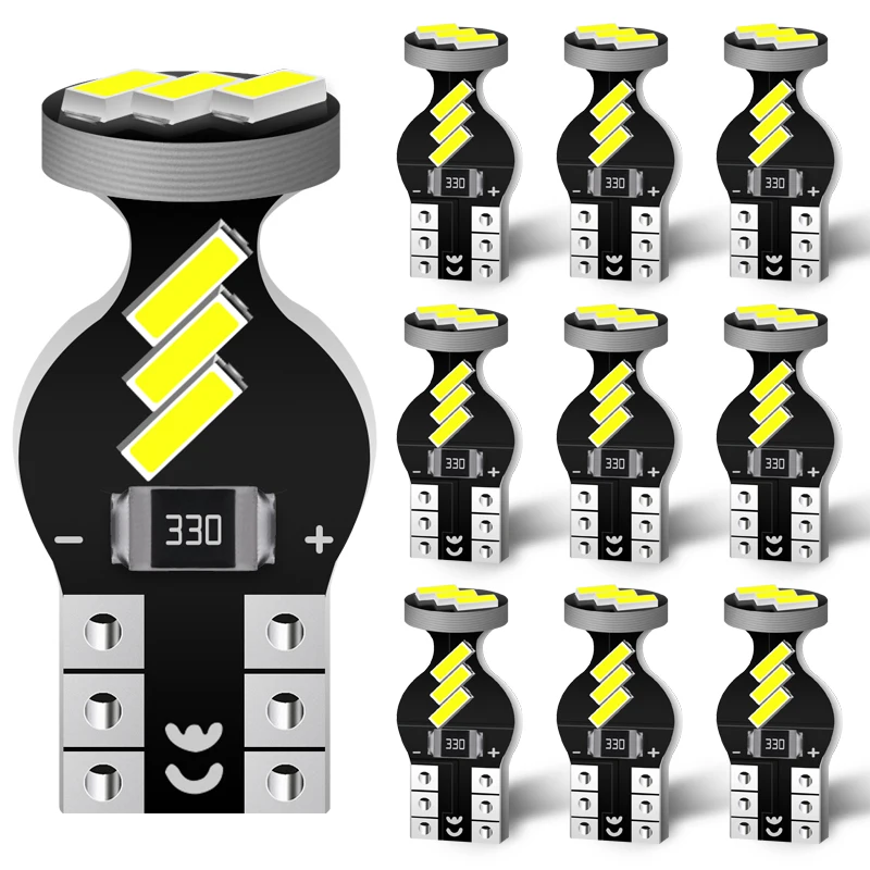 

OBOLED 10PCS Hot Sale T10 W5W 194 Led Light Bulb No Error 4014 9 SMD For Car Interior Dome Reading Trunk Lamp White DC12V 6000K