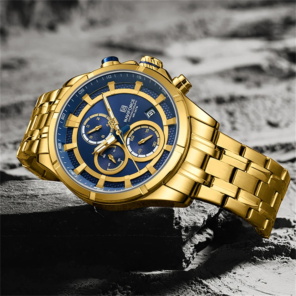 NAVIFORCE 8046 Sport Chronograph Stainless Steel Waterproof Quartz Men Watch