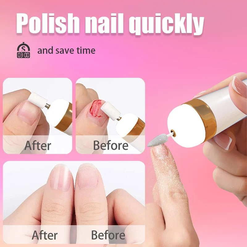 5 in 1 Electric Nail Polish Drill Machine With Light Portable Mini Electric Manicure Art Pen Tools For Gel Remover 6