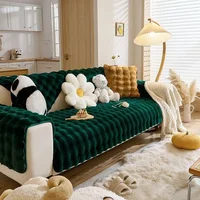 High Quality Rabbit Plush Sofa Cushion Precision Fabric Winter High-end Plush Cover Thickened Warm Anti Slip Seat L Sofa Towel 2