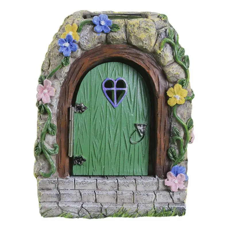 

Garden Fairy Door Statue 3D Stone Gate With Solar Lights Garden Solar Lights Resin Miniature Fairy Door For Home Decor Patio