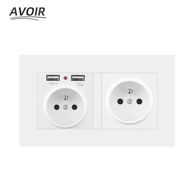 Presa elettrica a muro francese av80-con doppia porta caricatore USB prese  elettriche da pannello in plastica 5V tipo 146 elettrodomestico - AliExpress