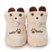 Cartoon All Cotton Apricot Colored Bear Baby Cotton Shoes With Plush Insulation and Soft Soles For Baby Walking Shoes 4
