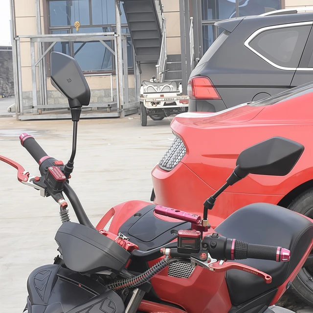 2Pcs/Pair 10mm Motorcycle Mirror Scooter E-Bike Rearview Mirrors Electromobile Back Side Convex Mirror